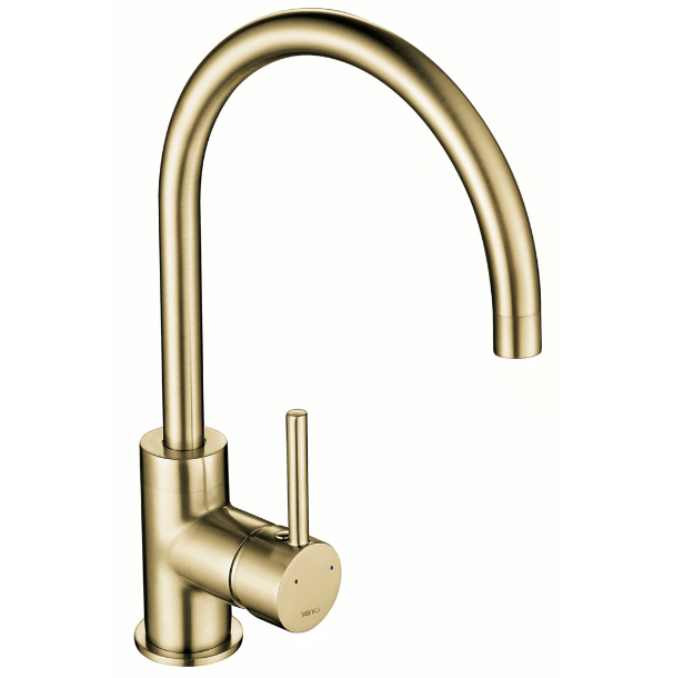 The 1810 Company Courbe Curved Spout Kitchen Sink Mixer Tap - Brushed Gold Brass